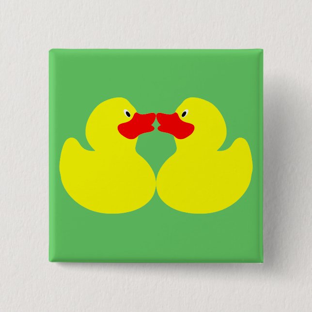 Badge Carré 5 Cm canards jaunes (Devant)
