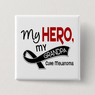 Badge Carré 5 Cm Cancer de la peau de mélanome MON HÉROS MON