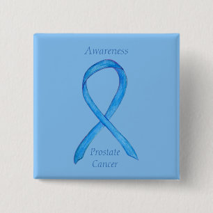Badge Carré 5 Cm Cancer de la prostate Bleu de sensibilisation Ruba