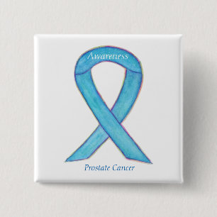 Badge Carré 5 Cm Cancer de la prostate Bleu de sensibilisation Ruba