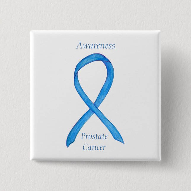 Badge Carré 5 Cm Cancer de la prostate Bleu de sensibilisation Ruba (Devant)