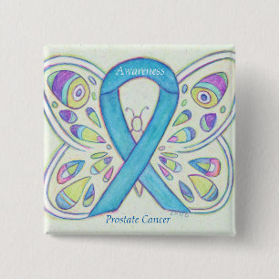 Badge Carré 5 Cm Cancer de la prostate Bleu de sensibilisation Ruba