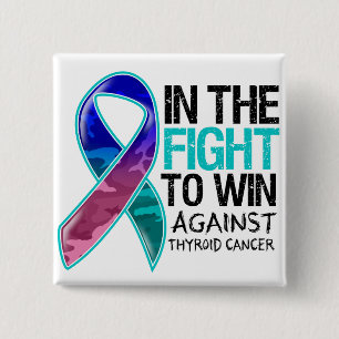 Badge Carré 5 Cm Cancer de la thyroïde - combat à gagner