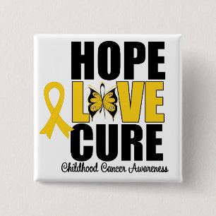 Badge Carré 5 Cm Cancer de l'enfance Hope Love Cure