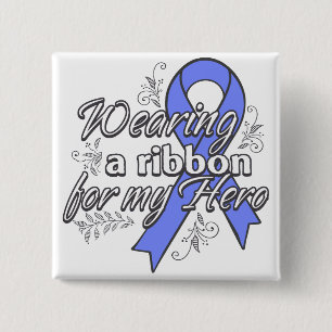 Badge Carré 5 Cm Cancer de l'estomac portant un ruban pour mon