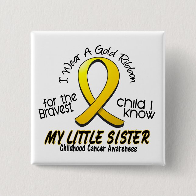 Badge Carré 5 Cm Cancer d'enfance je porte le ruban d'or pour ma (Devant)