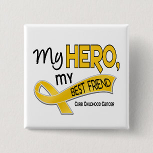 Badge Carré 5 Cm Cancer d'enfance MON HÉROS MON MEILLEUR AMI 42