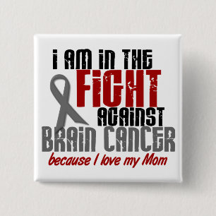 Badge Carré 5 Cm Cancer du cerveau DANS la maman du COMBAT 1