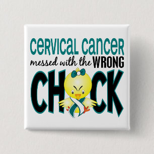 Badge Carré 5 Cm Cancer du col de l'utérus sali avec le poussin