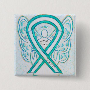 Badge Carré 5 Cm Cancer du col utérin Sensibilisation à l'angle Éco