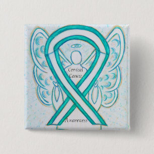 Badge Carré 5 Cm Cancer du col utérin Sensibilisation à l'angle Éco