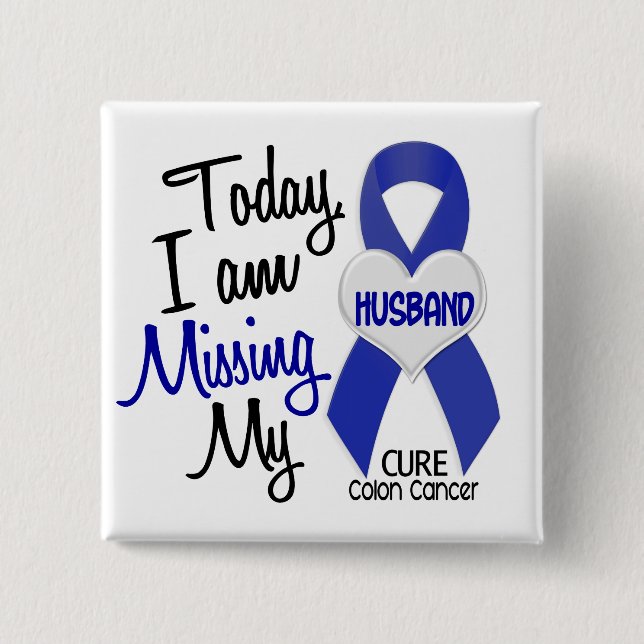 Badge Carré 5 Cm Cancer du colon MANQUANT MON MARI (Devant)