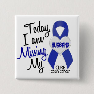 Badge Carré 5 Cm Cancer du colon MANQUANT MON MARI