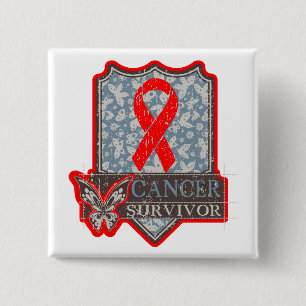 Badge Carré 5 Cm Cancer du sang Papillon Vintage survivant