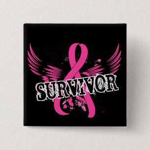 Badge Carré 5 Cm Cancer du sein du survivant 16