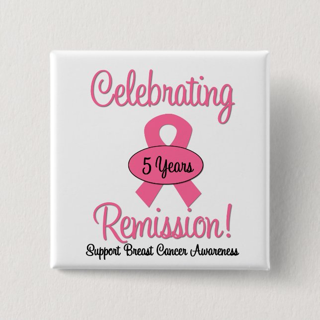 Badge Carré 5 Cm Cancer du sein - Remise de 5 ans (Devant)