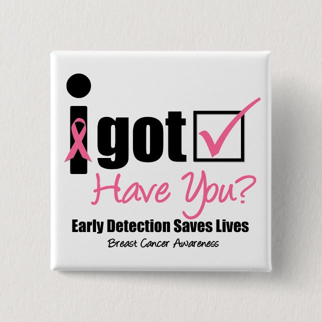 Badge Carré 5 Cm Cancer du sein - Vérifier v5 (Devant)