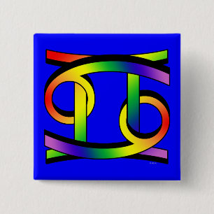 Badge Carré 5 Cm Cancer et Gémeaux GLBT