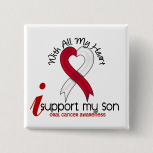 Badge Carré 5 Cm CANCER ORAL je soutiens mon fils
