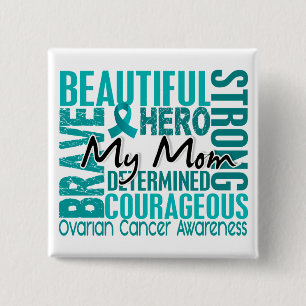 Badge Carré 5 Cm Cancer ovarien de maman carrée d'hommage