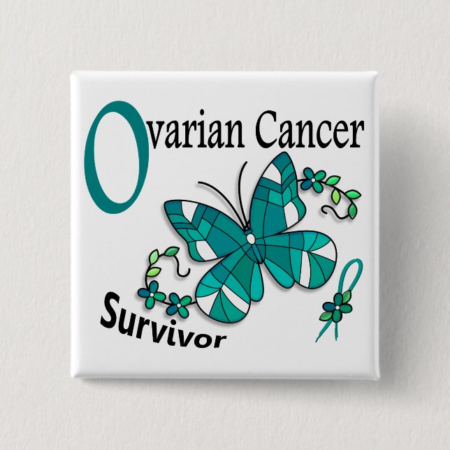Badge Carré 5 Cm Cancer ovarien du survivant 6 (Devant)
