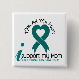 Badge Carré 5 Cm Cancer ovarien je soutiens ma maman