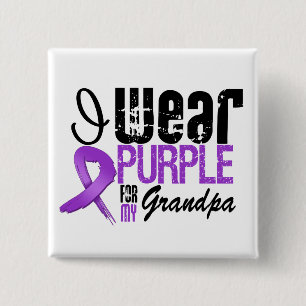 Badge Carré 5 Cm Cancer pancréatique Je porte le ruban violet GRAND