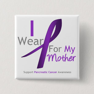 Badge Carré 5 Cm Cancer pancréatique Je porte le ruban violet mère