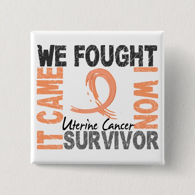 Badge Carré 5 Cm Cancer utérin du survivant 5 (Devant)