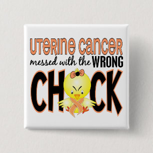 Badge Carré 5 Cm Cancer utérin sali avec le poussin faux