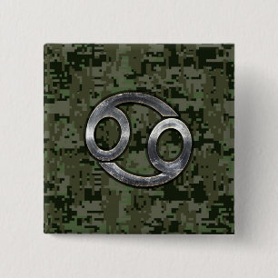 Badge Carré 5 Cm Cancer Zodiac Sign on Green Digital