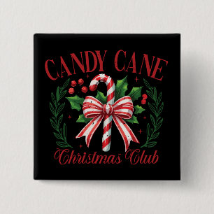 Badge Carré 5 Cm Candy Cane Noël Club Squad Correspondant Hiver 