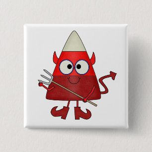 Badge Carré 5 Cm Candy Corn Devil Halloween