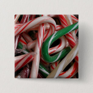 Badge Carré 5 Cm Canneberges de Noël Blanc Vert et Rouge