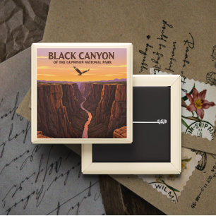 Badge Carré 5 Cm Canyon noir vintage du parc national Gunnison