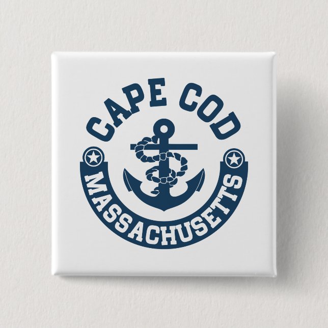 Badge Carré 5 Cm Cape Cod le Massachusetts (Devant)
