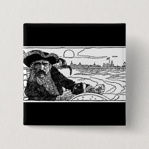 Badge Carré 5 Cm Capitaine pirate