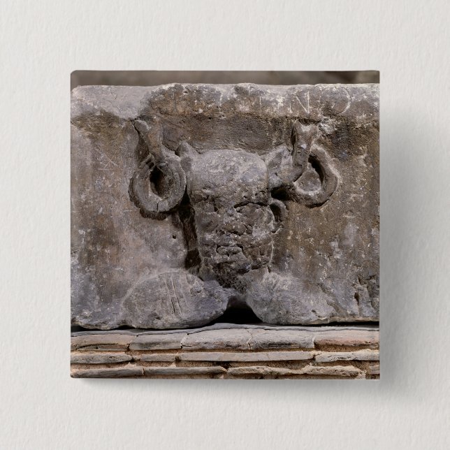 Badge Carré 5 Cm Capital du pilier de Nautes dépeignant Cernunnos (Devant)