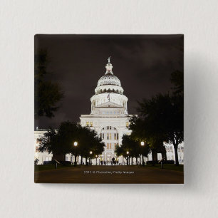 Badge Carré 5 Cm Capitol d'état d'Austin, le Texas la nuit