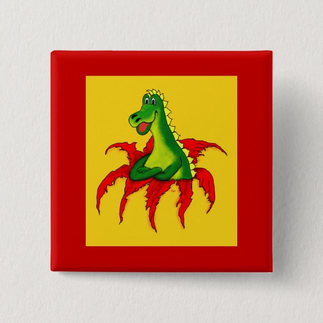 Badge Carré 5 Cm Capo, le petit dragon (Devant)