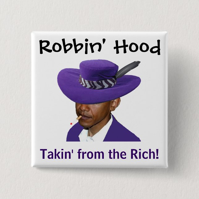 Badge Carré 5 Cm Capot de Robbin - Obama (Devant)