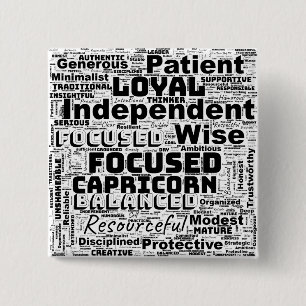 Badge Carré 5 Cm Capricorne Zodiac Mot Cloud Inspiration