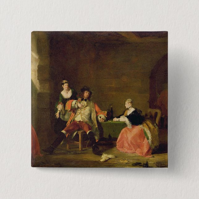 Badge Carré 5 Cm Captain Macheath Upbraided par Polly et Lucy en Th (Devant)