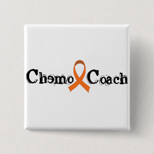 Badge Carré 5 Cm Car de chimio - ruban orange