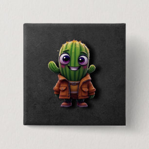 Badge Carré 5 Cm Caractère de cactus adorable