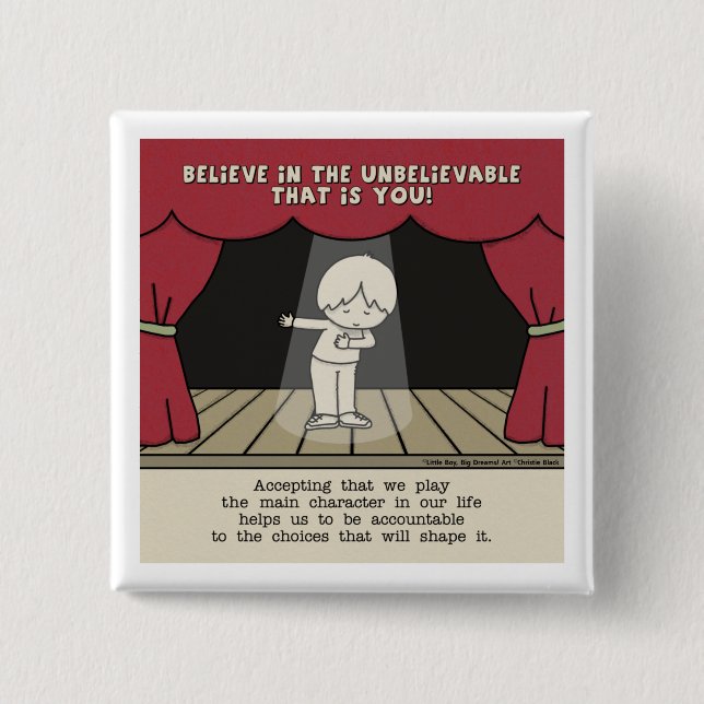 Badge Carré 5 Cm Caractère principal (Devant)