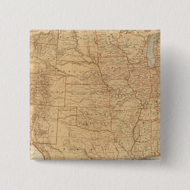 Badge Carré 5 Cm Caractéristiques topographiques des États-Unis (Devant)