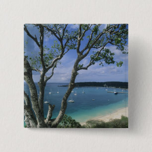 Badge Carré 5 Cm Caraïbes, île d'Anguilla, port de Road Bay.