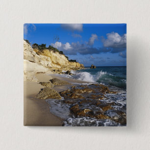 Badge Carré 5 Cm Caraïbes, Saint-Martin, Falaises de la plage de Cu