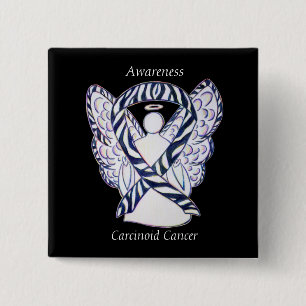 Badge Carré 5 Cm Carcinoïde Cancer Sensibilisation Ruban Angel Pin